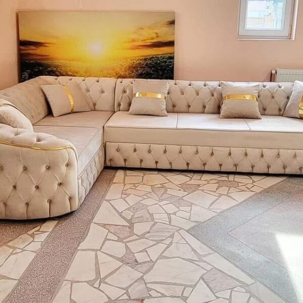 Classic chesterfield L sofa