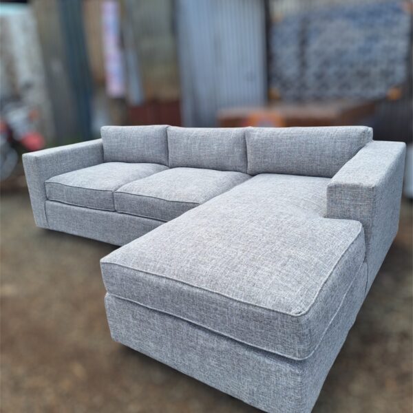 Sleek & serene light grey L shaped sofa