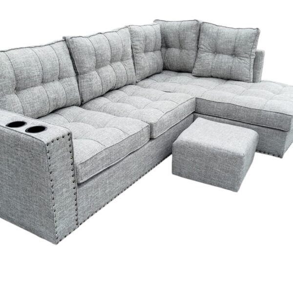 Stylish light grey L sofa