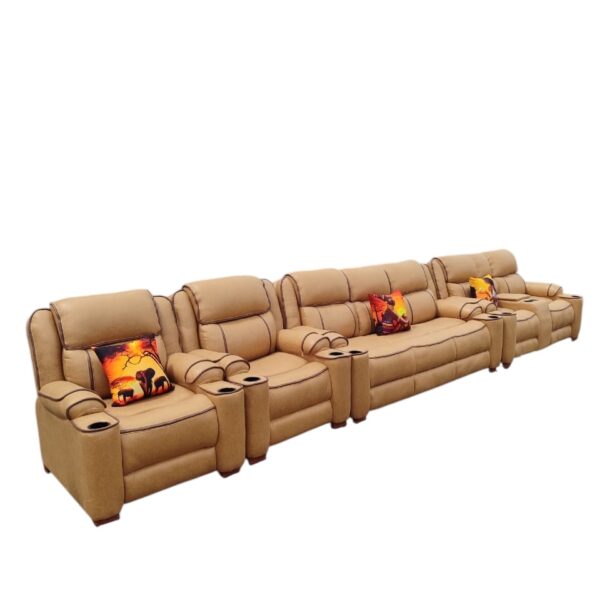 Brown 7 seater semi recliner sofa
