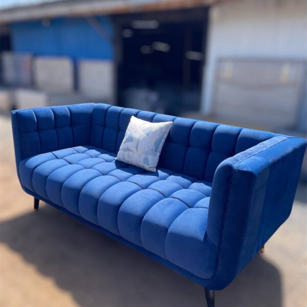 Royal blue velvet 3 seater sofa